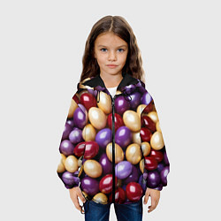 Куртка с капюшоном детская Красные и фиолетовые пасхальные яйца, цвет: 3D-черный — фото 2