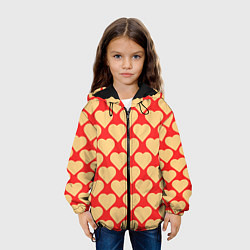 Куртка с капюшоном детская Охристые сердца, цвет: 3D-черный — фото 2