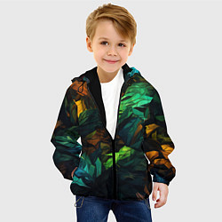 Куртка с капюшоном детская Абстрактный камуфляж в кислотных абстрактных пятна, цвет: 3D-черный — фото 2