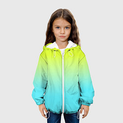 Куртка с капюшоном детская Ярко-зеленый и бирюзовый градиент, цвет: 3D-белый — фото 2