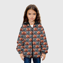 Куртка с капюшоном детская Цветочный патерн, цвет: 3D-черный — фото 2