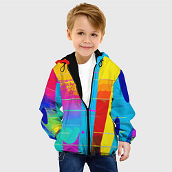 Куртка с капюшоном детская Цветная абстракция - поп арт, цвет: 3D-черный — фото 2