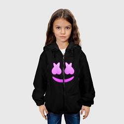 Куртка с капюшоном детская Маршмеллоу розовый градиент лого, цвет: 3D-черный — фото 2