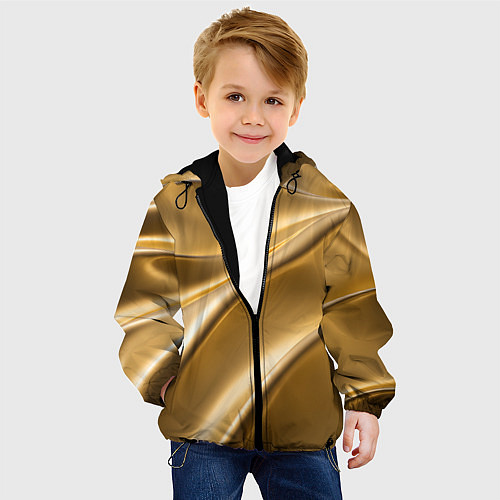 Детская куртка Золотые изгибы атласа - барханы / 3D-Черный – фото 4