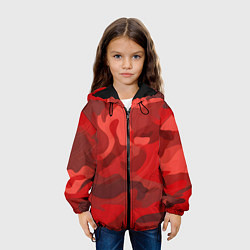 Куртка с капюшоном детская Красный камуфляж крупный, цвет: 3D-черный — фото 2
