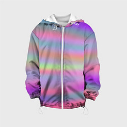 Куртка с капюшоном детская Голографические неоновые полосы, цвет: 3D-белый