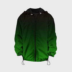 Куртка с капюшоном детская Чёрно зелёный градиент, цвет: 3D-черный