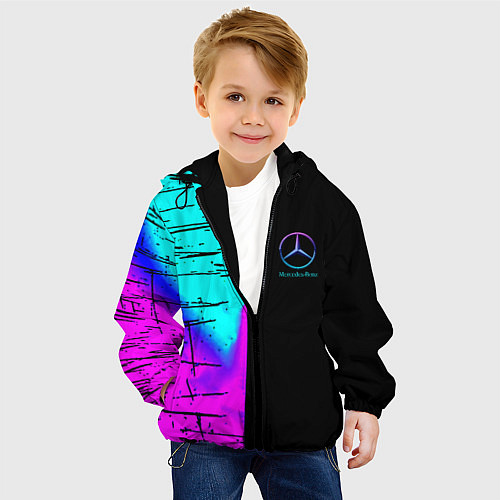 Детская куртка Mercedes benz неон текстура / 3D-Черный – фото 4