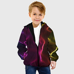 Куртка с капюшоном детская Переплетающие цветные линии, цвет: 3D-черный — фото 2
