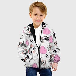 Куртка с капюшоном детская Влюблённый котик аниме и сердечки, цвет: 3D-черный — фото 2