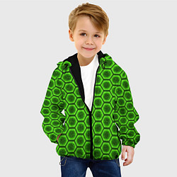 Куртка с капюшоном детская Энергетический щит - зеленый, цвет: 3D-черный — фото 2