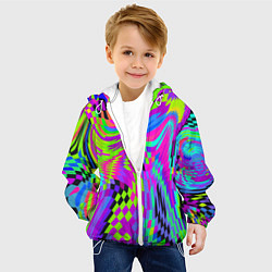 Куртка с капюшоном детская Психоделический глитч, цвет: 3D-белый — фото 2