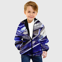 Куртка с капюшоном детская Синие и белые полосы абстракции, цвет: 3D-черный — фото 2