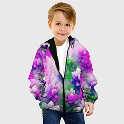 Куртка с капюшоном детская Паттерн цветов, цвет: 3D-черный — фото 2