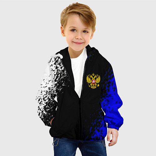 Детская куртка Герб РФ краски текстура / 3D-Черный – фото 4