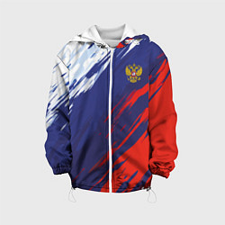 Куртка с капюшоном детская Россия Sport брызги красок триколор, цвет: 3D-белый