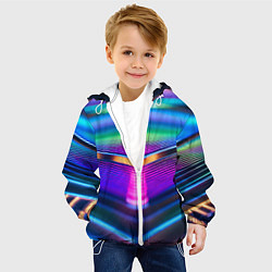 Куртка с капюшоном детская Неоновые линии платформы, цвет: 3D-белый — фото 2