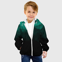 Куртка с капюшоном детская Зелёный туман на чёрном, цвет: 3D-белый — фото 2