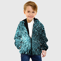 Куртка с капюшоном детская Эффект жидкого стекла бирюзовый, цвет: 3D-черный — фото 2