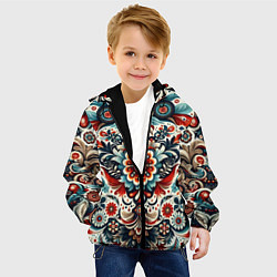 Куртка с капюшоном детская Словенский паттерн, цвет: 3D-черный — фото 2