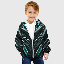 Куртка с капюшоном детская Зелёная малахитовая броня, цвет: 3D-белый — фото 2