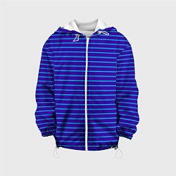 Куртка с капюшоном детская Неоновые линии циан на темно синем, цвет: 3D-белый