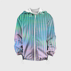 Куртка с капюшоном детская Голографический эффект светлых тонов полос, цвет: 3D-белый