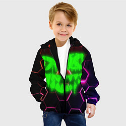 Куртка с капюшоном детская Монстр из неона, цвет: 3D-черный — фото 2