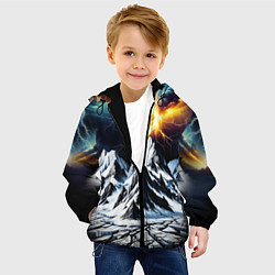 Куртка с капюшоном детская Молнии и горы, цвет: 3D-черный — фото 2