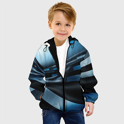 Детская куртка Черно-синий абстрактный спортивный стиль / 3D-Черный – фото 4