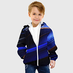 Куртка с капюшоном детская Синее свечение на абстрактном фоне, цвет: 3D-белый — фото 2