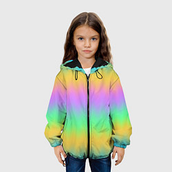 Куртка с капюшоном детская Мягкие неоновые зигзаги, цвет: 3D-черный — фото 2
