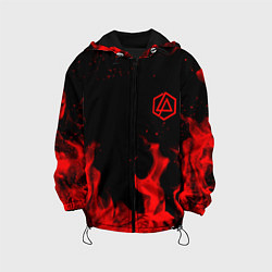 Куртка с капюшоном детская Linkin Park красный огонь лого, цвет: 3D-черный