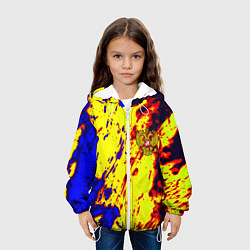 Куртка с капюшоном детская Герб РФ огненный стиль текстура, цвет: 3D-белый — фото 2