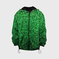 Куртка с капюшоном детская Мелкая мозаика зелёный градиент, цвет: 3D-черный