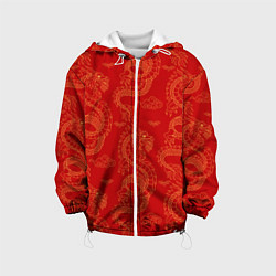 Куртка с капюшоном детская Красный - дракон, цвет: 3D-белый