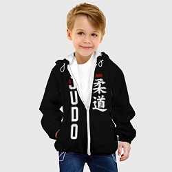 Куртка с капюшоном детская Борьба дзюдо с иероглифом, цвет: 3D-белый — фото 2