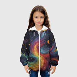 Куртка с капюшоном детская Звездный вихрь абстрактная живопись, цвет: 3D-белый — фото 2
