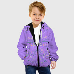 Куртка с капюшоном детская BTS - ARMY Цветочный принт, цвет: 3D-черный — фото 2