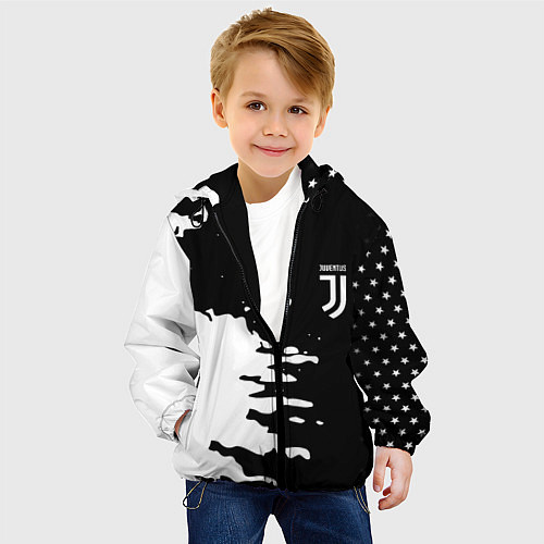 Детская куртка Ювентус спорт краски текстура / 3D-Черный – фото 4