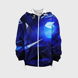 Куртка с капюшоном детская Black and blue abstract background sport style, цвет: 3D-белый