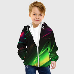 Куртка с капюшоном детская Geometry stripes кислотный неон, цвет: 3D-белый — фото 2