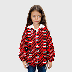 Куртка с капюшоном детская Киберпанк узор красный и чёрный, цвет: 3D-белый — фото 2