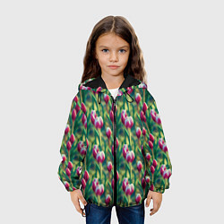 Куртка с капюшоном детская Весенние цветы на поляне, цвет: 3D-черный — фото 2
