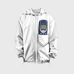 Куртка с капюшоном детская Нокиа 3310 в стиле 90х, цвет: 3D-белый