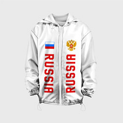 Куртка с капюшоном детская Россия три полоски на белом фоне, цвет: 3D-белый