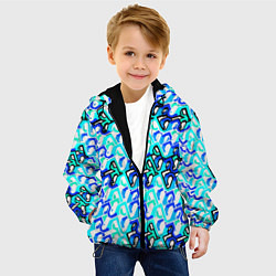 Куртка с капюшоном детская Синий узор и бело-чёрная обводка, цвет: 3D-черный — фото 2