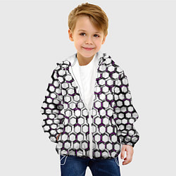 Куртка с капюшоном детская Киберпанк узор из шестиугольников розовый, цвет: 3D-белый — фото 2
