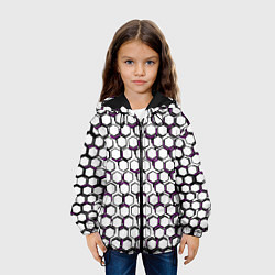 Куртка с капюшоном детская Киберпанк узор из шестиугольников розовый, цвет: 3D-черный — фото 2