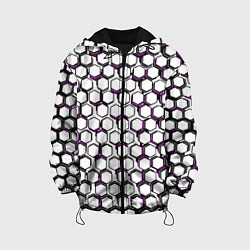 Куртка с капюшоном детская Киберпанк узор из шестиугольников розовый, цвет: 3D-черный